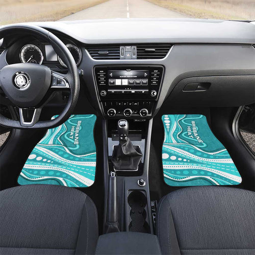 Brisbane Heat Car Mats Aboriginal Dot Art Cyan White - Tribal Wave Pattern