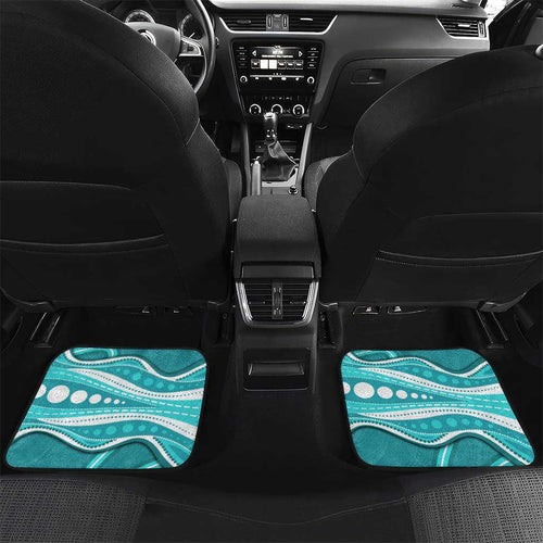 Brisbane Heat Car Mats Aboriginal Dot Art Cyan White - Tribal Wave Pattern