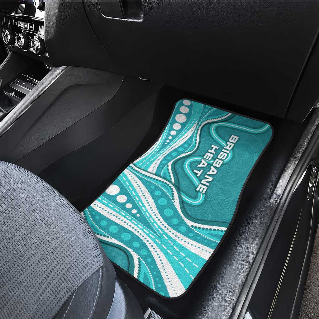 Brisbane Heat Car Mats Aboriginal Dot Art Cyan White - Tribal Wave Pattern