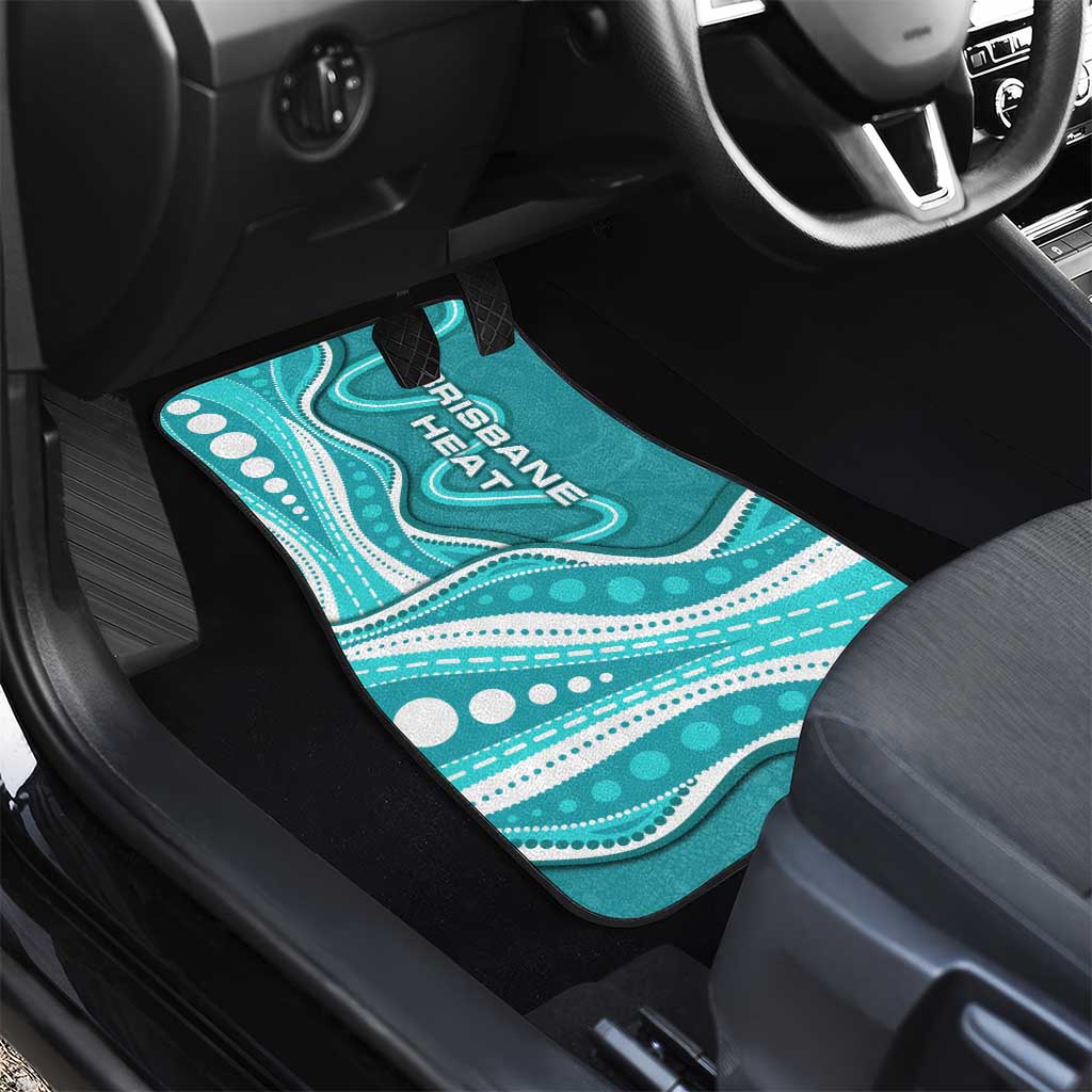 Brisbane Heat Car Mats Aboriginal Dot Art Cyan White - Tribal Wave Pattern