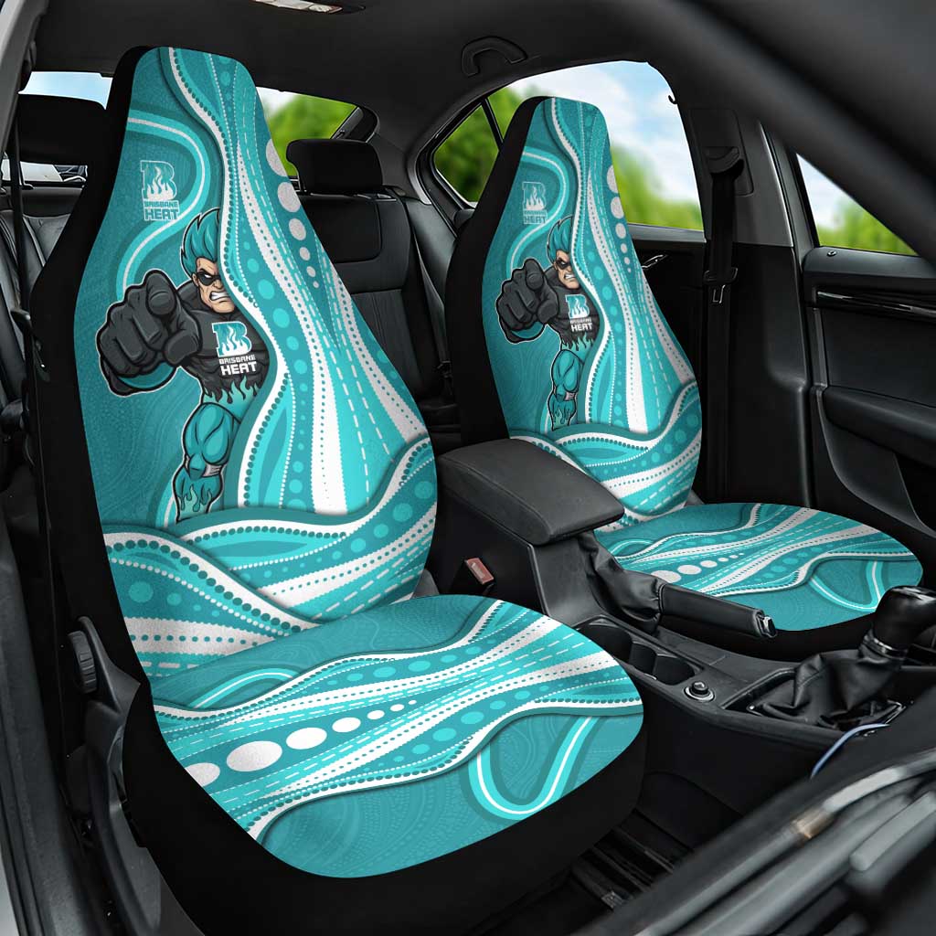 Brisbane Heat Car Seat Cover Aboriginal Dot Art Cyan White - Tribal Wave Pattern