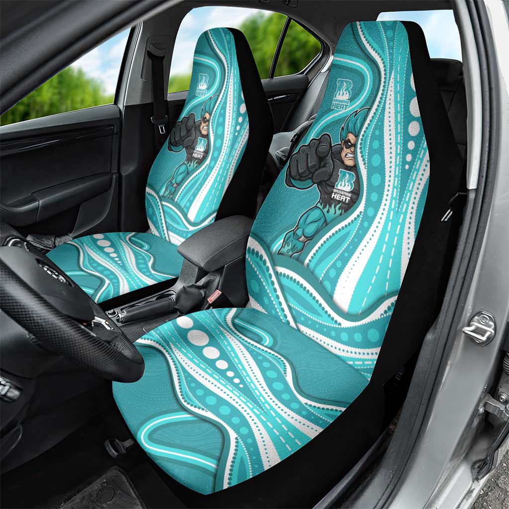 Brisbane Heat Car Seat Cover Aboriginal Dot Art Cyan White - Tribal Wave Pattern