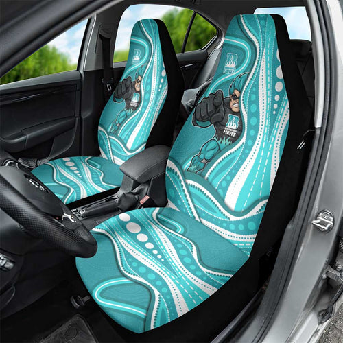 Brisbane Heat Car Seat Cover Aboriginal Dot Art Cyan White - Tribal Wave Pattern