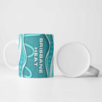 Brisbane Heat Ceramic Mug Aboriginal Dot Art Cyan White - Tribal Wave Pattern