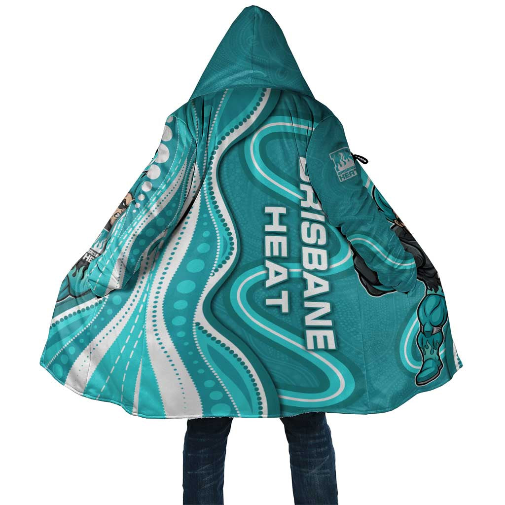 Brisbane Heat Cloak Aboriginal Dot Art Cyan White - Tribal Wave Pattern
