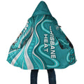 Brisbane Heat Cloak Aboriginal Dot Art Cyan White - Tribal Wave Pattern