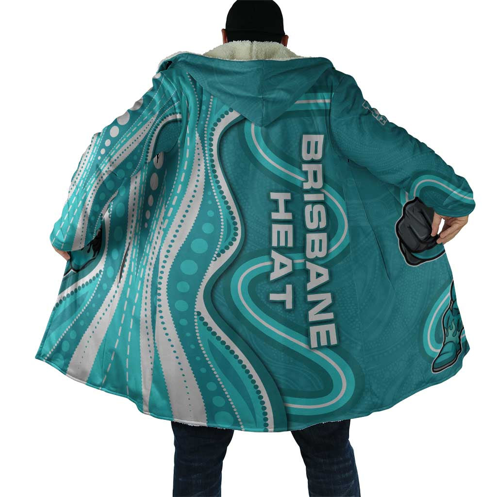 Brisbane Heat Cloak Aboriginal Dot Art Cyan White - Tribal Wave Pattern
