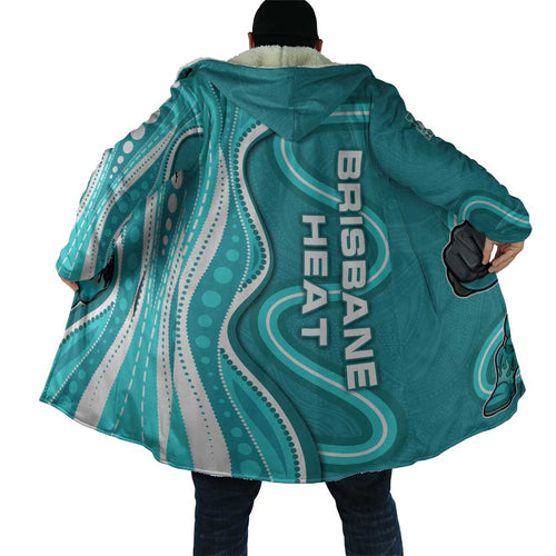 Brisbane Heat Cloak Aboriginal Dot Art Cyan White - Tribal Wave Pattern