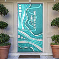 Brisbane Heat Door Cover Aboriginal Dot Art Cyan White - Tribal Wave Pattern