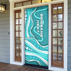 Brisbane Heat Door Cover Aboriginal Dot Art Cyan White - Tribal Wave Pattern