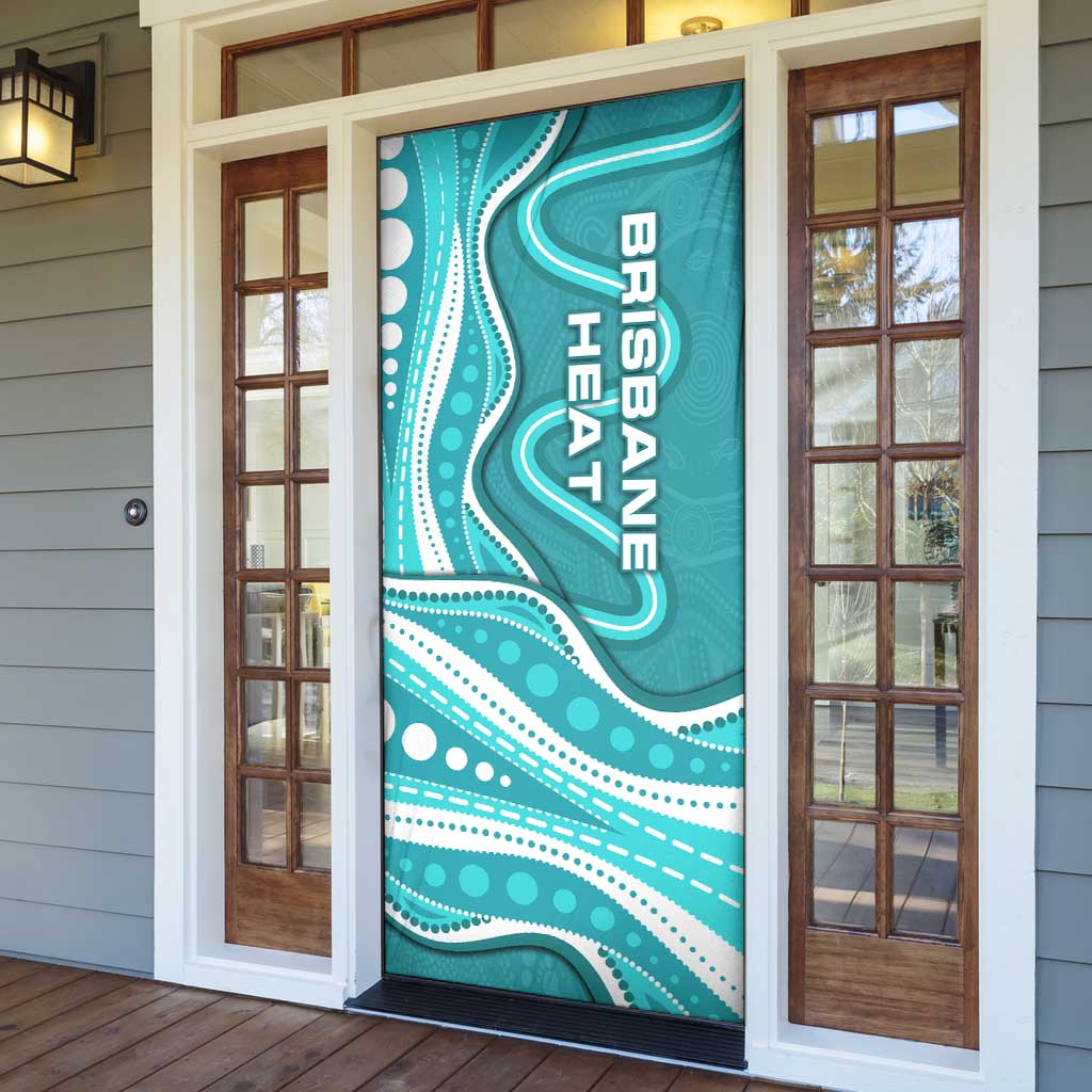 Brisbane Heat Door Cover Aboriginal Dot Art Cyan White - Tribal Wave Pattern