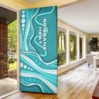 Brisbane Heat Door Cover Aboriginal Dot Art Cyan White - Tribal Wave Pattern