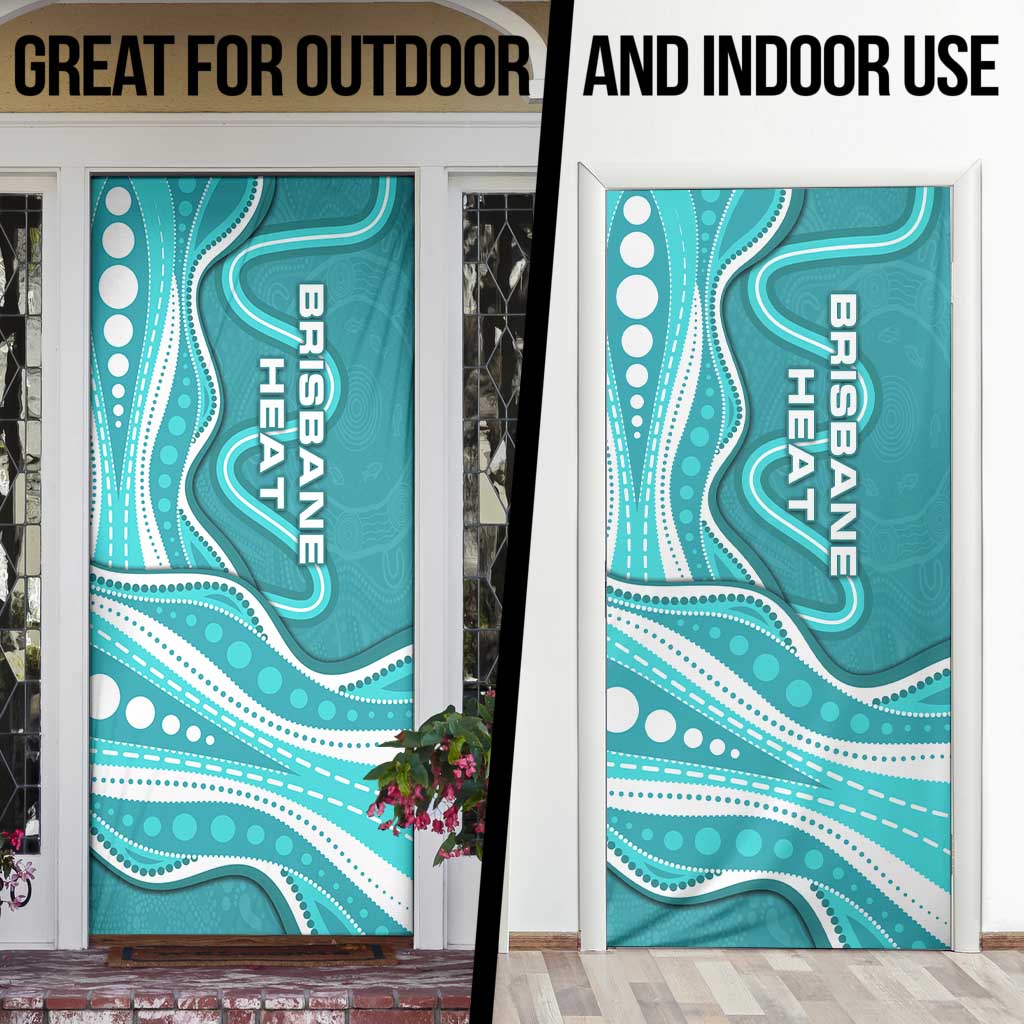 Brisbane Heat Door Cover Aboriginal Dot Art Cyan White - Tribal Wave Pattern