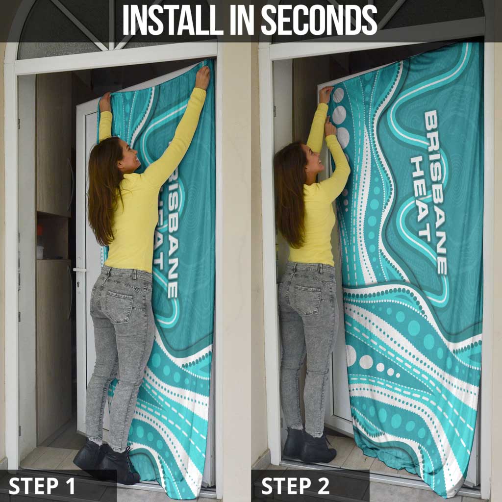 Brisbane Heat Door Cover Aboriginal Dot Art Cyan White - Tribal Wave Pattern