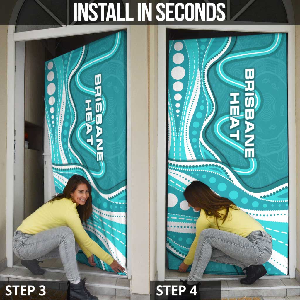 Brisbane Heat Door Cover Aboriginal Dot Art Cyan White - Tribal Wave Pattern