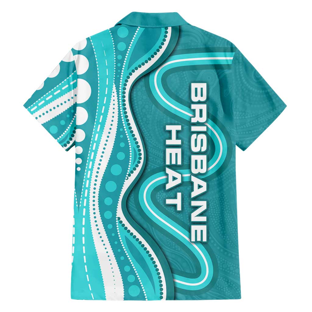 Brisbane Heat Family Matching Off Shoulder Short Dress and Hawaiian Shirt Aboriginal Dot Art Cyan White - Tribal Wave Pattern