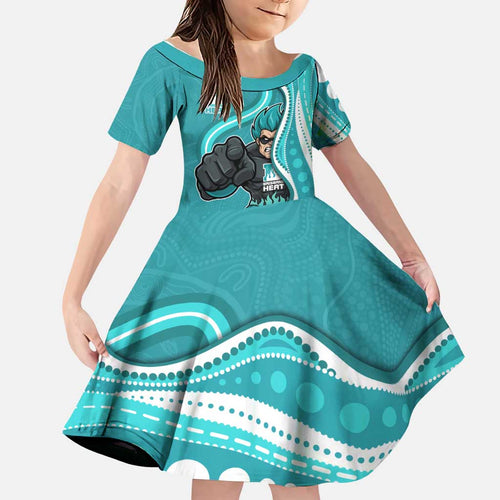 Brisbane Heat Family Matching Short Sleeve Bodycon Dress and Hawaiian Shirt Aboriginal Dot Art Cyan White - Tribal Wave Pattern