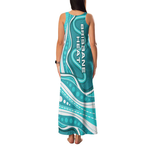 Brisbane Heat Family Matching Tank Maxi Dress and Hawaiian Shirt Aboriginal Dot Art Cyan White - Tribal Wave Pattern