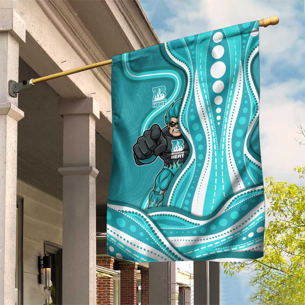Brisbane Heat Garden Flag Aboriginal Dot Art Cyan White - Tribal Wave Pattern