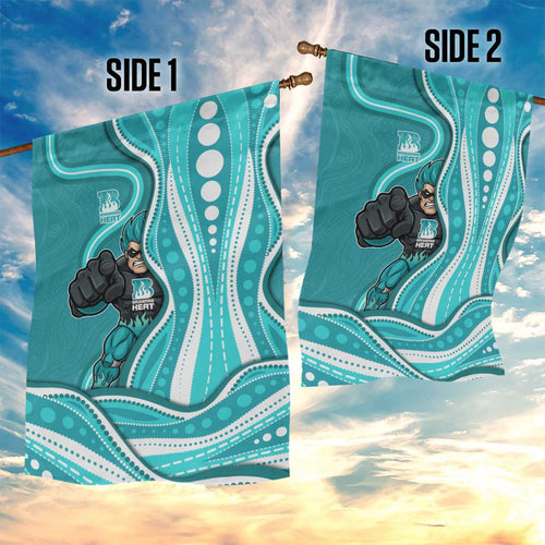 Brisbane Heat Garden Flag Aboriginal Dot Art Cyan White - Tribal Wave Pattern
