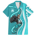 Brisbane Heat Hawaiian Shirt Aboriginal Dot Art Cyan White - Tribal Wave Pattern