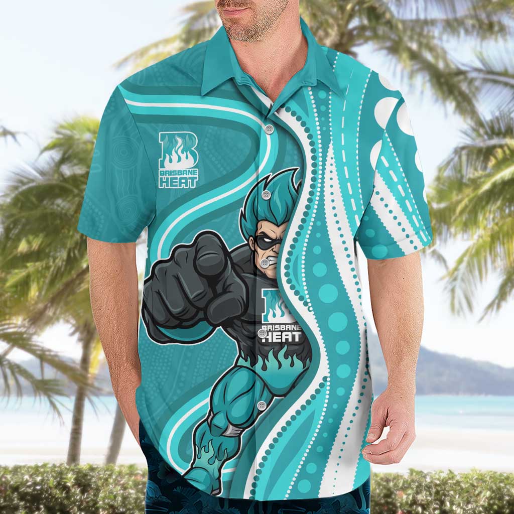Brisbane Heat Hawaiian Shirt Aboriginal Dot Art Cyan White - Tribal Wave Pattern