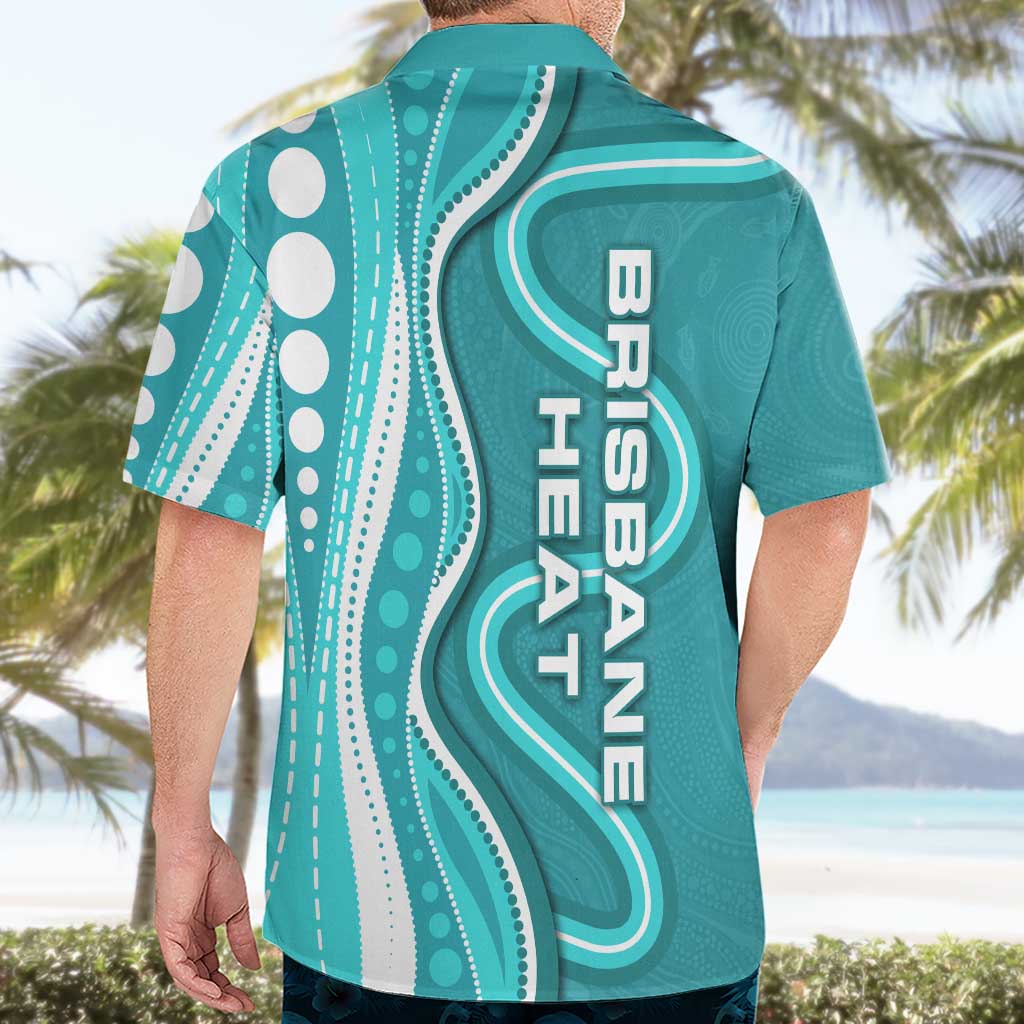 Brisbane Heat Hawaiian Shirt Aboriginal Dot Art Cyan White - Tribal Wave Pattern