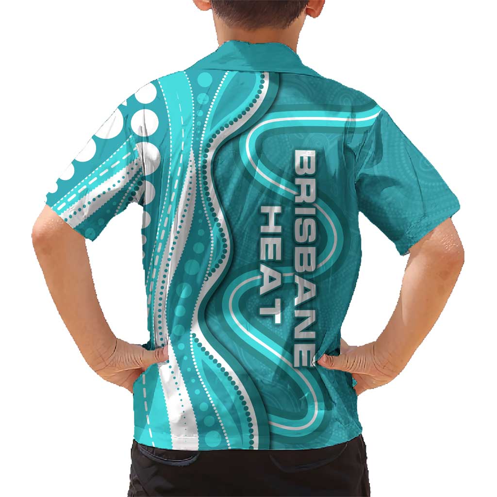 Brisbane Heat Hawaiian Shirt Aboriginal Dot Art Cyan White - Tribal Wave Pattern
