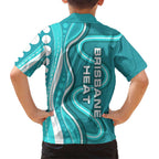 Brisbane Heat Hawaiian Shirt Aboriginal Dot Art Cyan White - Tribal Wave Pattern