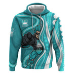Brisbane Heat Hoodie Aboriginal Dot Art Cyan White - Tribal Wave Pattern