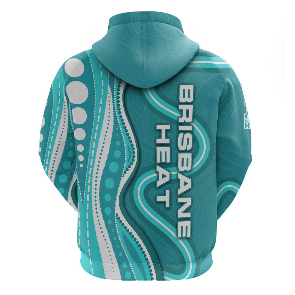Brisbane Heat Hoodie Aboriginal Dot Art Cyan White - Tribal Wave Pattern