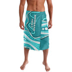 Brisbane Heat Lavalava Aboriginal Dot Art Cyan White - Tribal Wave Pattern