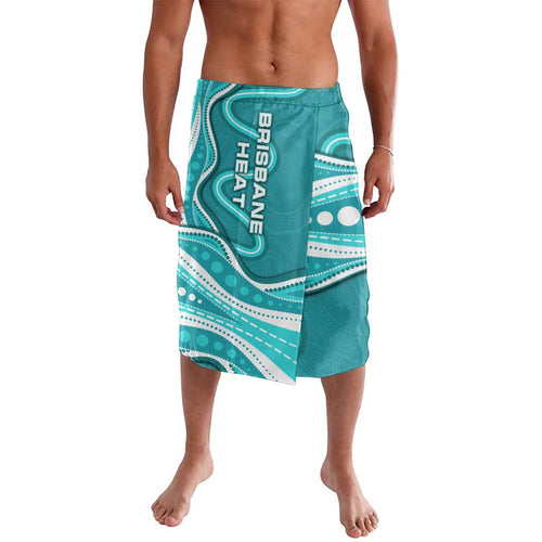 Brisbane Heat Lavalava Aboriginal Dot Art Cyan White - Tribal Wave Pattern