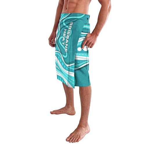 Brisbane Heat Lavalava Aboriginal Dot Art Cyan White - Tribal Wave Pattern