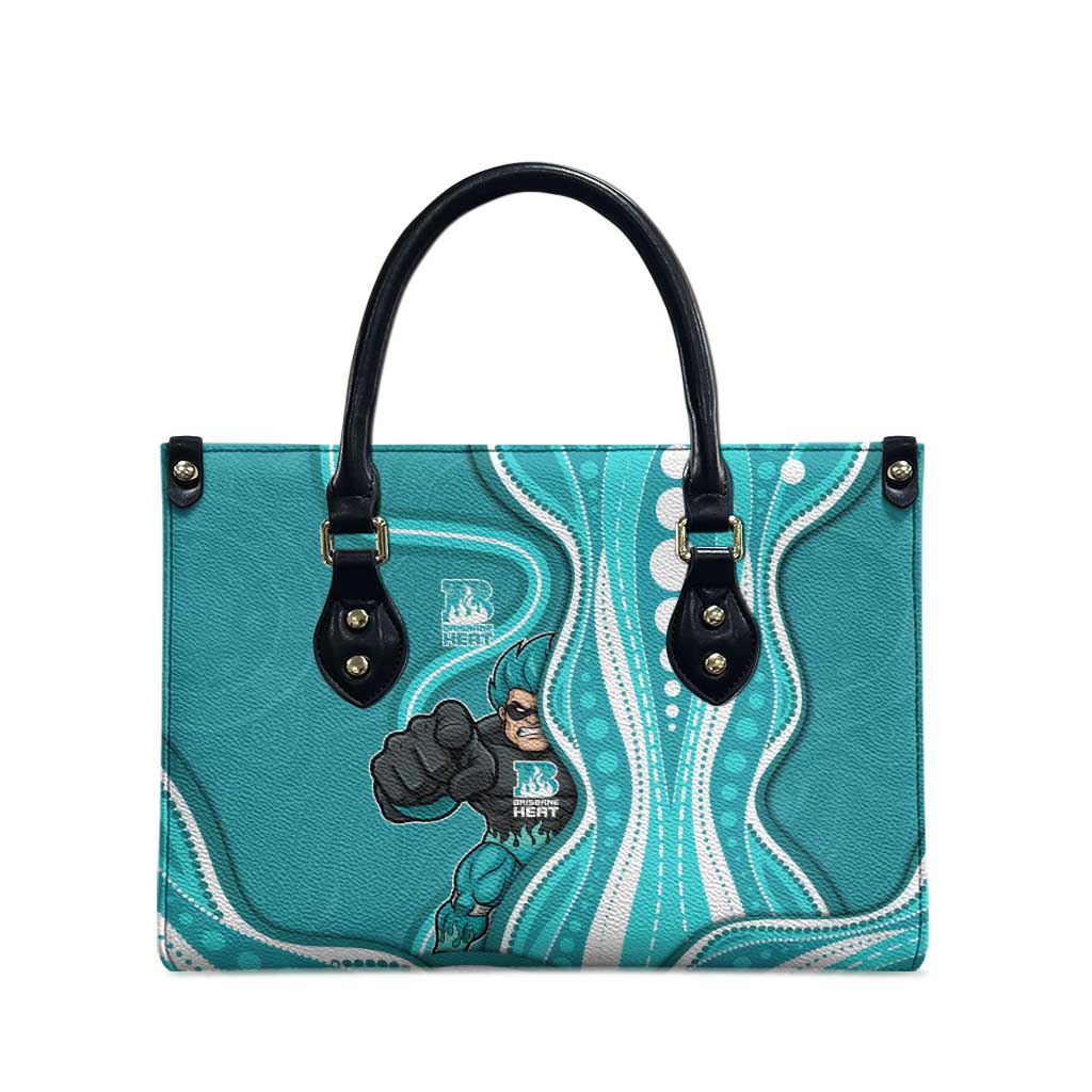 Brisbane Heat Leather Bag Aboriginal Dot Art Cyan White - Tribal Wave Pattern