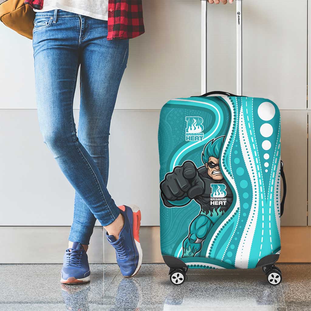 Brisbane Heat Luggage Cover Aboriginal Dot Art Cyan White - Tribal Wave Pattern