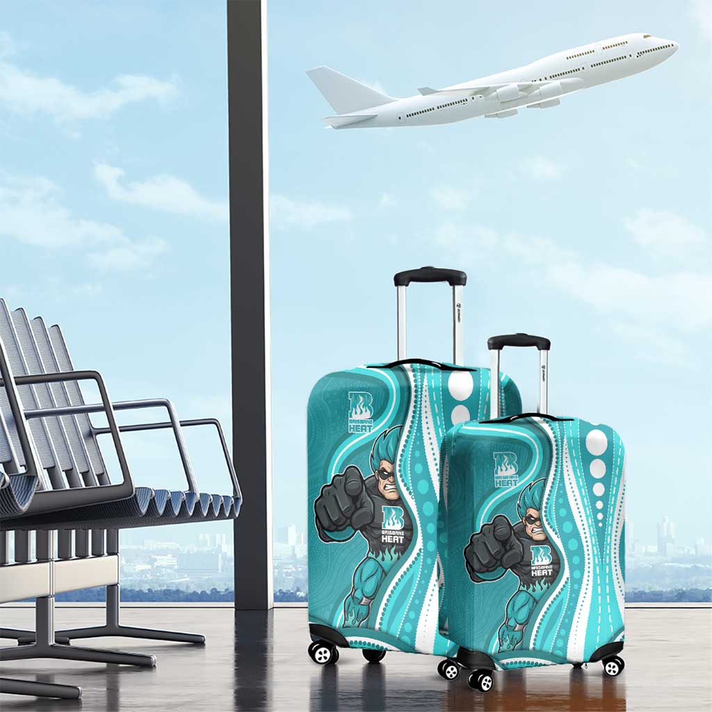 Brisbane Heat Luggage Cover Aboriginal Dot Art Cyan White - Tribal Wave Pattern