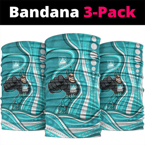 Brisbane Heat Neck Gaiter Aboriginal Dot Art Cyan White - Tribal Wave Pattern