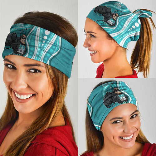 Brisbane Heat Neck Gaiter Aboriginal Dot Art Cyan White - Tribal Wave Pattern