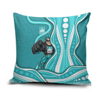 Brisbane Heat Pillow Cover Aboriginal Dot Art Cyan White - Tribal Wave Pattern