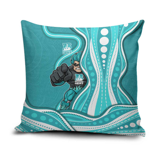 Brisbane Heat Pillow Cover Aboriginal Dot Art Cyan White - Tribal Wave Pattern
