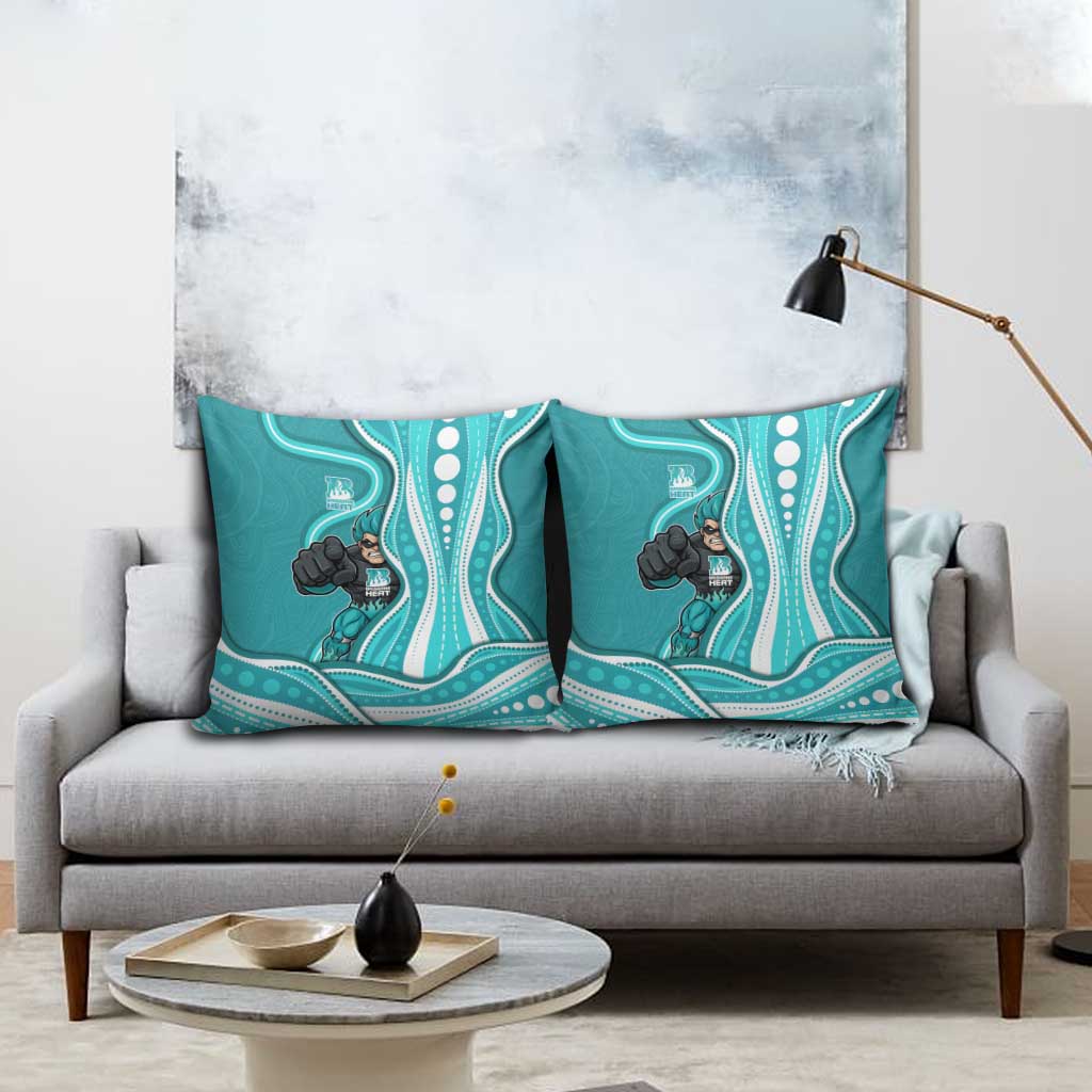 Brisbane Heat Pillow Cover Aboriginal Dot Art Cyan White - Tribal Wave Pattern