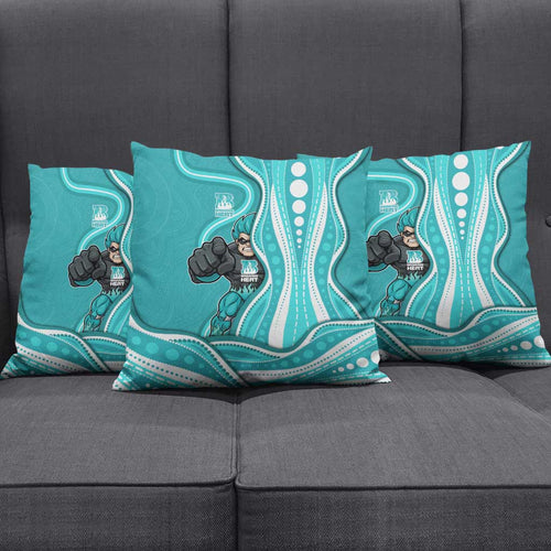 Brisbane Heat Pillow Cover Aboriginal Dot Art Cyan White - Tribal Wave Pattern