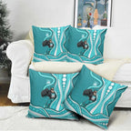 Brisbane Heat Pillow Cover Aboriginal Dot Art Cyan White - Tribal Wave Pattern