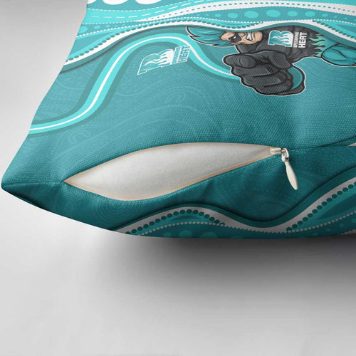 Brisbane Heat Pillow Cover Aboriginal Dot Art Cyan White - Tribal Wave Pattern