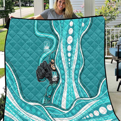 Brisbane Heat Quilt Aboriginal Dot Art Cyan White - Tribal Wave Pattern