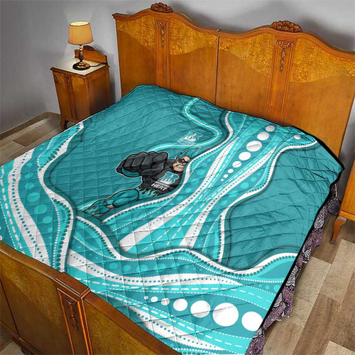 Brisbane Heat Quilt Aboriginal Dot Art Cyan White - Tribal Wave Pattern