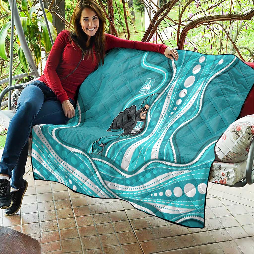 Brisbane Heat Quilt Aboriginal Dot Art Cyan White - Tribal Wave Pattern