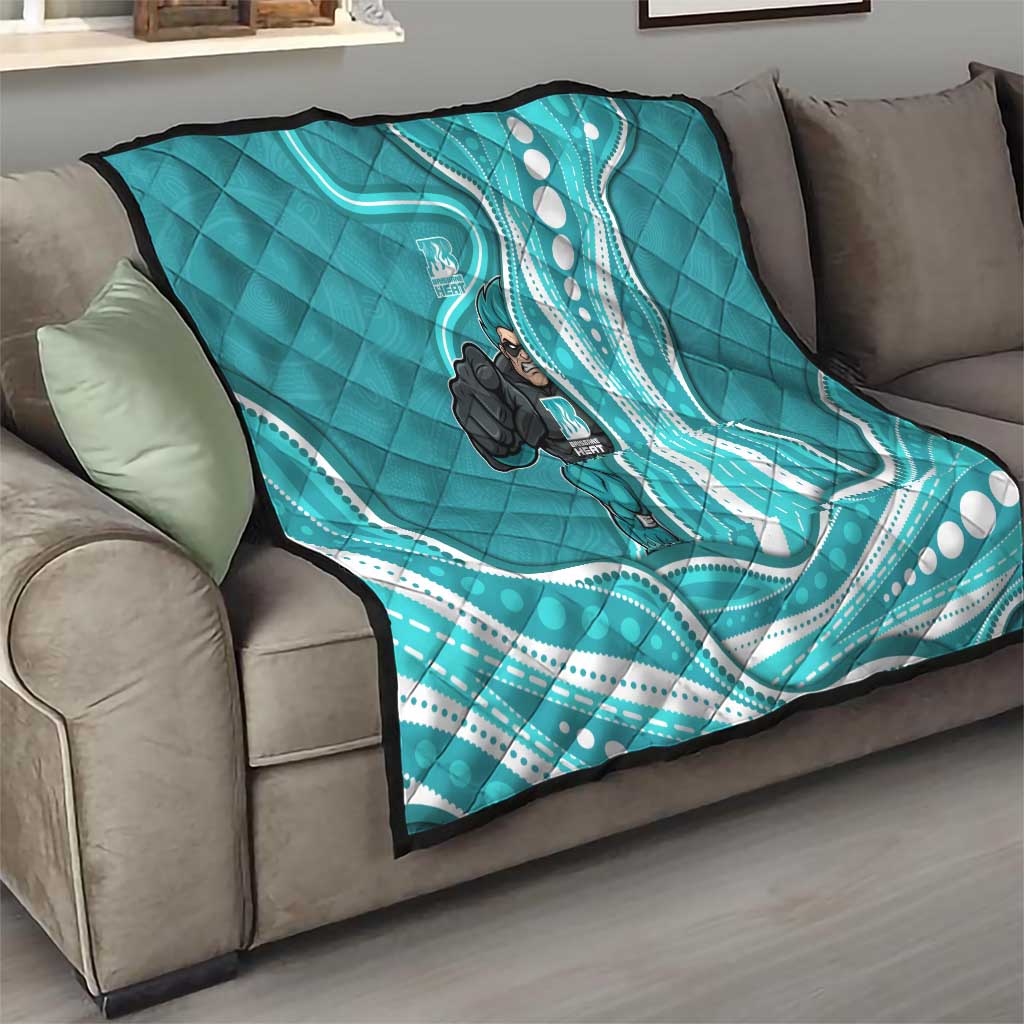 Brisbane Heat Quilt Aboriginal Dot Art Cyan White - Tribal Wave Pattern