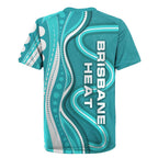 Brisbane Heat Rugby Jersey Aboriginal Dot Art Cyan White - Tribal Wave Pattern